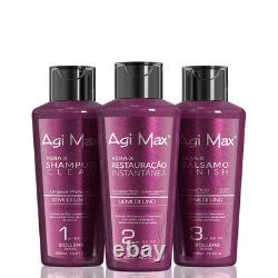 Kit de traitement capillaire à la kératine naturelle brésilienne Agi Max pour lisser les boucles