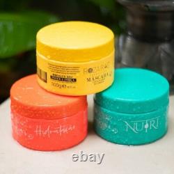 Kit de traitement capillaire brésilien 3 masques Hydratation/Nutrition/Réparation marque Roza Raiz