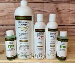 Kit de traitement capillaire lissage brésilien à la kératine marocaine 1000 ml série Gold