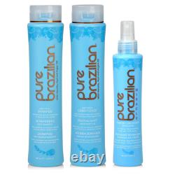 Kit essentiel quotidien anti-frisottis Pure Brazilian en 3 pièces : shampooing et après-shampooing