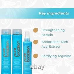 Kit essentiel quotidien anti-frisottis Pure Brazilian en 3 pièces : shampooing et après-shampooing