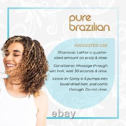 Kit essentiel quotidien anti-frisottis Pure Brazilian en 3 pièces : shampooing et après-shampooing