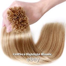 LIQUIDATION Extension de cheveux humains Remy blonds à pointe en U pré-liée à la kératine US