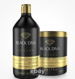 Masque à l'acide kératine brésilienne Black Diva Ybera Paris 100 % authentique 500 ml et 500 g