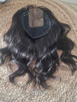 PERUQUE TOPPER EN SOIE DE 14 POUCES 6X6 EN CHEVEUX VIERGES BRÉSILIENS BRUTS POUR LA PERTE DE CHEVEUX 12A 1b