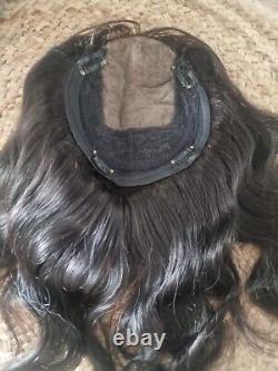 PERUQUE TOPPER EN SOIE DE 14 POUCES 6X6 EN CHEVEUX VIERGES BRÉSILIENS BRUTS POUR LA PERTE DE CHEVEUX 12A 1b