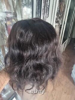 PERUQUE TOPPER EN SOIE DE 14 POUCES 6X6 EN CHEVEUX VIERGES BRÉSILIENS BRUTS POUR LA PERTE DE CHEVEUX 12A 1b