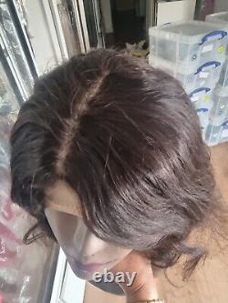 PERUQUE TOPPER EN SOIE DE 14 POUCES 6X6 EN CHEVEUX VIERGES BRÉSILIENS BRUTS POUR LA PERTE DE CHEVEUX 12A 1b