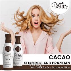 Shampoing au Cacao et Masque Capillaire Brésilien pour Cheveux Secs et Abîmés, Système Avancé en 2 Étapes