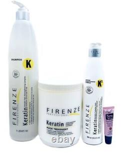 Shampoing et Masque Firenze Keratin (Sans Sel) 33,8 oz + Soin Sans Rinçage 10,1 Fl Oz