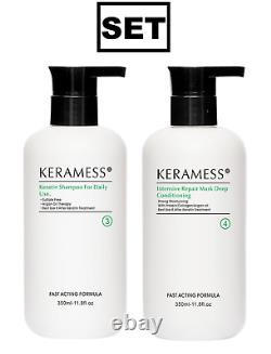 Shampoing et après-shampoing à la kératine Keramess 350ml pour le lissage brésilien des cheveux