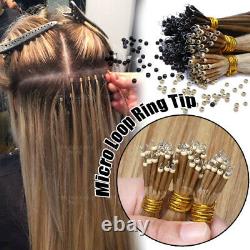 Thick Nano Ring Tip Keratin Micro Perles Lien Extensions De Cheveux Remy Humains 1g/s Cc7