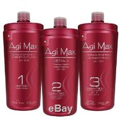 Traitement Des Cheveux Agi Max Brésilien Kératine Kit 1 Litre 3 Étapes 3 X-x 1000ml Kera