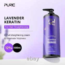 Traitement à la kératine brésilienne 12 % Lavande pour cheveux raides, réparation des cheveux abîmés, secs et frisottés