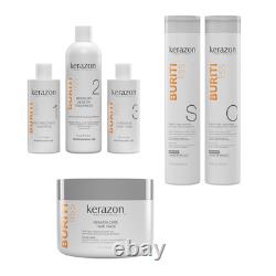 Traitement brésilien à la kératine, lot triple pour lissage des cheveux Kerazon Buriti Liss