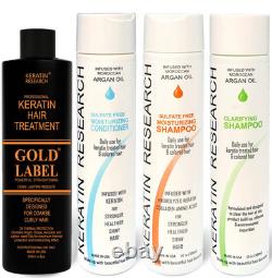 Traitement de Lissage à la Kératine Brésilienne Gold Label Fonctionne sur Tous les Types de Cheveux