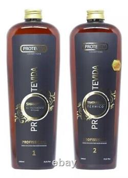 Traitement de kératine brésilienne professionnel Protevida/Shampooing + scellant 2x1L/34 oz