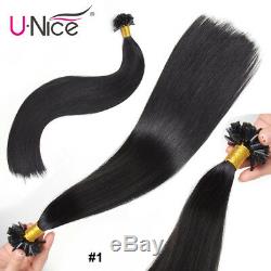 Unice 100s Pre Bonded Nail U Tip Kératine 100% Humains Remy Hair Extensions 50g Us