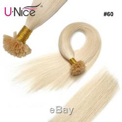 Unice 100s Pre Bonded Nail U Tip Kératine 100% Humains Remy Hair Extensions 50g Us