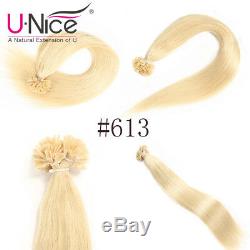 Unice 8a 100s Kératine Nail U Astuce Extensions De Cheveux Humains Remy Brésilien Cheveux Humains